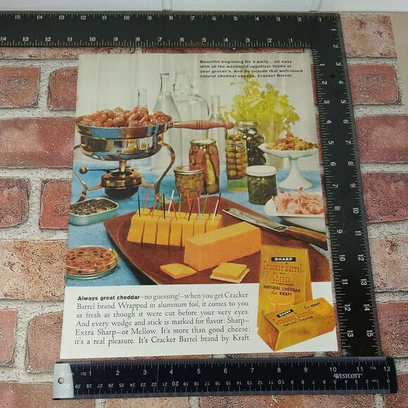 1961 Cracker Barrel - Kraft Sharp Cheddar Cheese - Party Buffet - Vtg PRINT AD - Picture 3 of 12